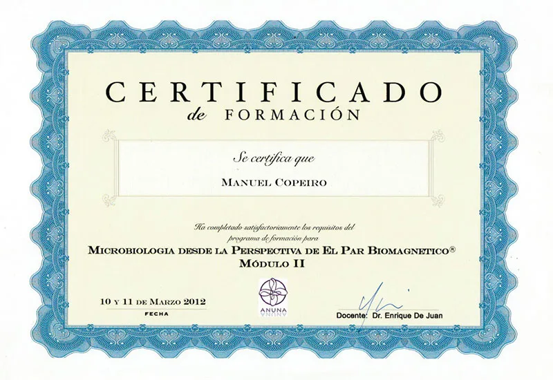Certificado: microbiologia par biomagnetico ii