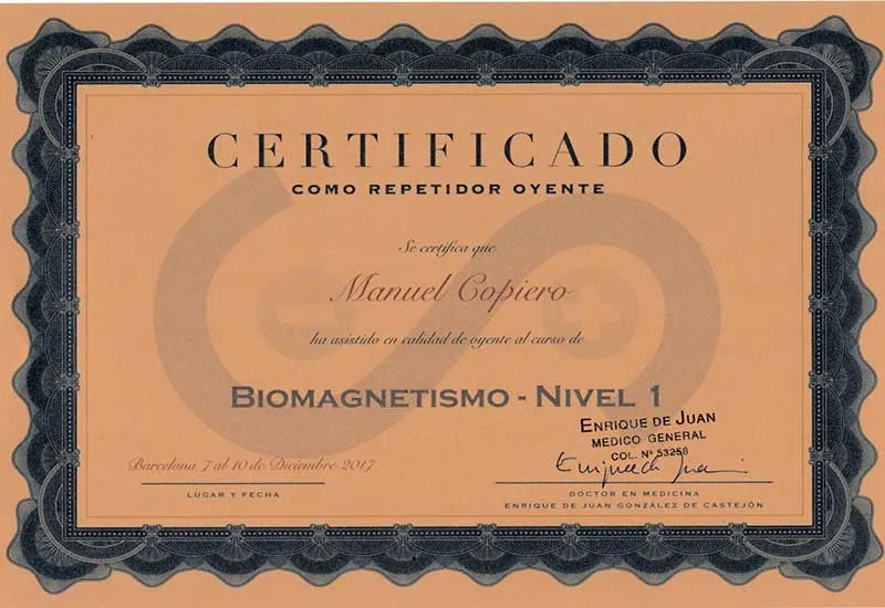 Certificado: par biomagnetico i